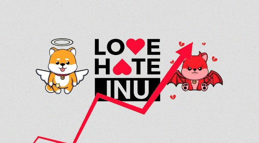La nueva criptomoneda Love Hate Inu (LHINU) subirá más rápido que Dogecoin y Shiba Inu