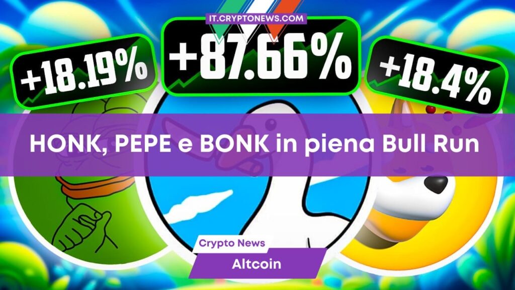 HONK, PEPE e BONK sono in piena Bull Run