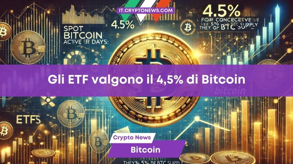 ETF Spot su Bitcoin in attivo da 8 giorni consecutivi: sono il 4,5% dell’offerta di BTC