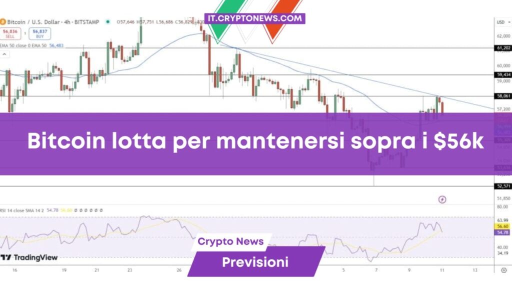 Previsione prezzo Bitcoin: BTC lotta per mantenersi al di sopra di k