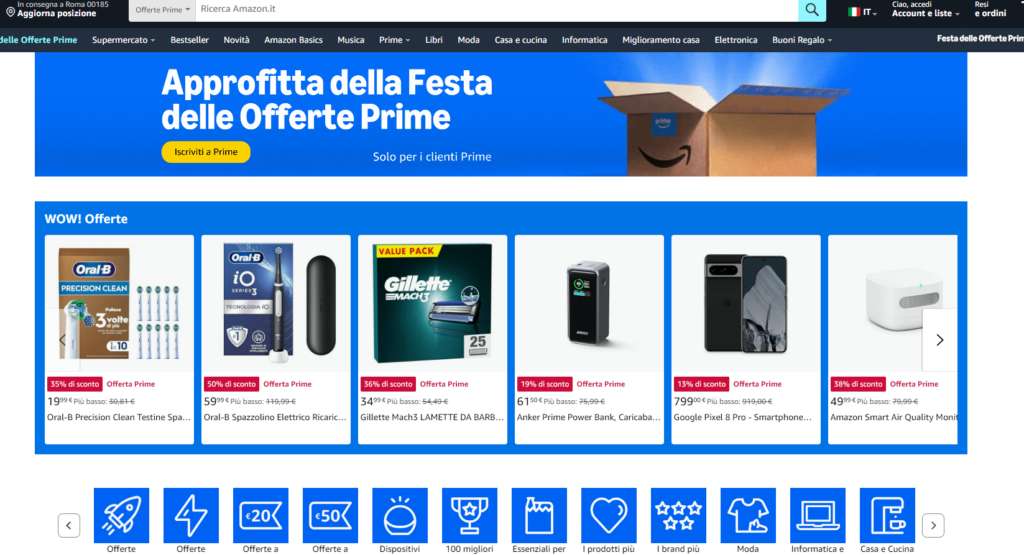 Amazon lancia i Prime Day “La Festa delle Offerte”, due giorni con sconti fino al 70%